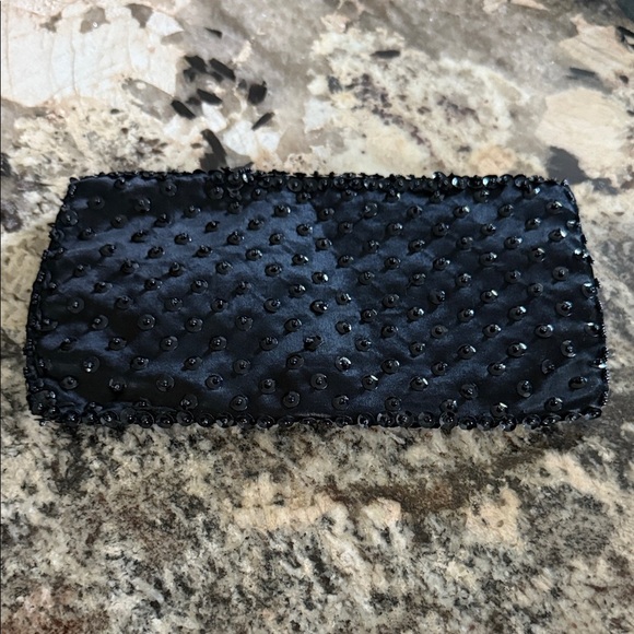 Vintage Bon Soir Black Italian Glass-Beaded & Sequined Clutch - Picture 5 of 6